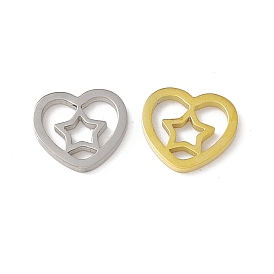 304 Stainless Steel Linking Rings, Mirror Finish, Heart with Star