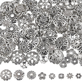 160pcs 8 capuchons de perles de fleurs en alliage de style tibétain
