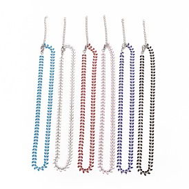 Enamel Wheat Link Chain Necklace, 304 Stainless Steel Jewelry for Women, Stainless Steel Color