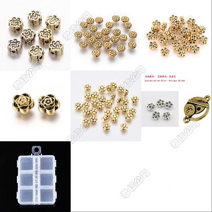 120 pcs 6 styles perles en alliage de style tibétain, fleur