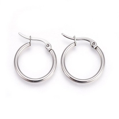 Ion Plating(IP) 304 Stainless Steel Hoop Earrings, Hypoallergenic Earrings, Ring Shape