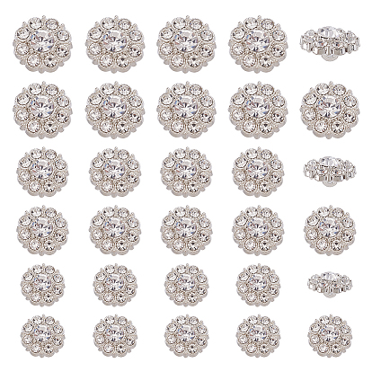 30 шт. 2 стили 1-отверстие сплав горный хрусталь хвостовик кнопки, цветок