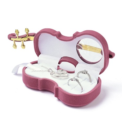 Velvet Jewelry Set Box, with Plastic, for Ring, Necklaces, Violin