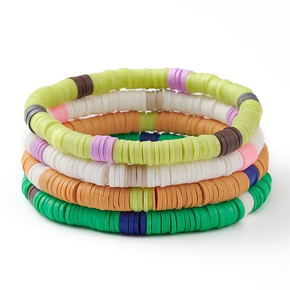 Ensembles de bracelets extensibles faits à la main en argile polymère heishi perles, bracelets empilables