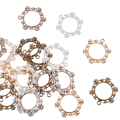 Alloy Open Back Bezel Pendants, Matte Style Rack Plating, For DIY UV Resin, Epoxy Resin, Pressed Flower Jewelry, Snowflake