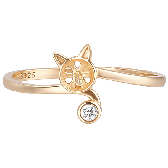 1PC cat 925 Оправа для открытого кольца-манжеты из стерлингового серебра с микропаве из кубического циркония, за половину пробурено бисера, с замшевой тканью из поликарбоната квадратной серебряной полировальной салфеткой