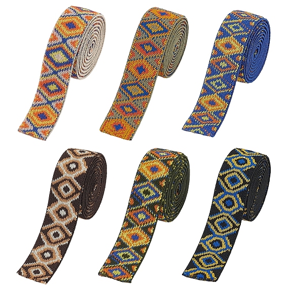 6 пряди 6 стили плоский этнический стиль полиэстер эластичный шнур, широкая резинка ромб, аксессуары для одежды