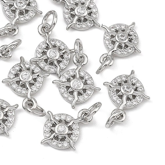 Dijes de latón con micro pavé de circonitas cúbicas de Shegrace, anillo con dijes de sol, sin cadmio, plomo, níquel