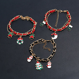 Christmas Fun Snowman Bell Tree Bracelet for Women - Festive Holiday Accessories