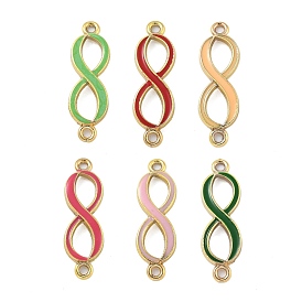 Rack Plating Brass Enamel 8 Shaped Connector Charms, Real 18K Gold Plated, Long-Lasting Plated, Cadmium Free & Lead Free