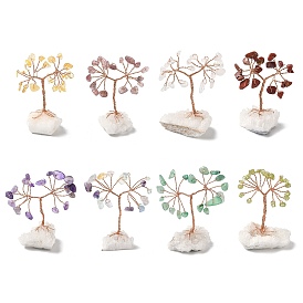 Украшения из натурального драгоценного камня дерево жизни, кварцевая основа с медной проволокой, фен-шуй энергетический камень подарок для домашнего офиса украшение рабочего стола