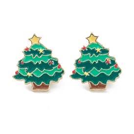 Christmas Themed Alloy Enamel Brooches, Enamel Pin, with Clutches, Christmas Tree