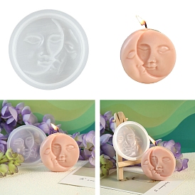DIY Silicone Candle Molds, For Candle Making, Flat Round with Human Face