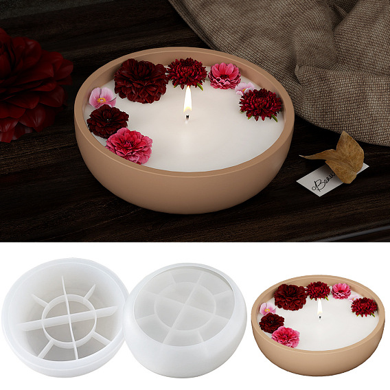 Round Shape DIY Candle Cups Silicone Molds, Creative Aromatherapy Candle Cement Cup Supply DIY Concrete Candle Cups Resin Moulds