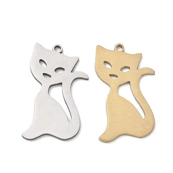201 colgantes de acero inoxidable, encantos de forma de gato, Corte con laser