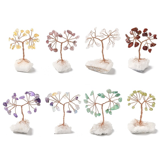 Украшения из натурального драгоценного камня дерево жизни, кварцевая основа с медной проволокой, фен-шуй энергетический камень подарок для домашнего офиса украшение рабочего стола