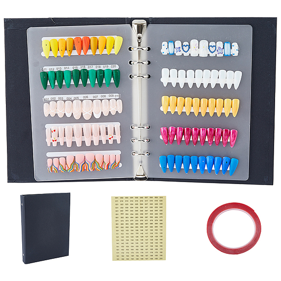 Прямоугольная бумажная раскраска для нейл-арта, держатель для открыток с рисунком лестницы из гвоздей, акриловая двусторонняя клейкая лента и водостойкие декоративные наклейки с цифрами для маникюрного салона