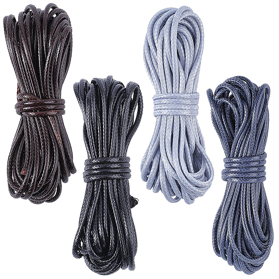 4 pièces 4 couleurs cordons ronds tressés en polyester ciré, pour bricolage