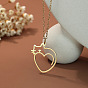 201 Женские кулоны в форме сердца из нержавеющей стали с контуром кошки