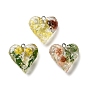 Подвески из прозрачной смолы с сухоцветами, с латунной найти, сердце прелести