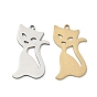 201 colgantes de acero inoxidable, encantos de forma de gato, Corte con laser