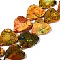 Natural Fire Crackle Agate Beads Strands, Heart, Dyed & Heated