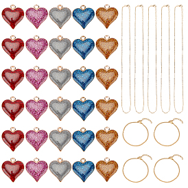 DIY Valentine's Day Bracelet & Necklace Making Kits, Including Zinc Alloy Enamel Pendants, 304 Stainless Steel Curb Chain Bracelets and Iron Cable Chains Necklace Making