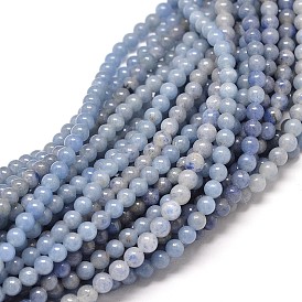 Aventurine bleue naturelle rangées de perles rondes, teints et chauffée