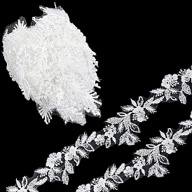 2ярды полиэстеровой одежды и аксессуаров, кружевной отделкой, с бисером, жемчугом и стеклянными бусинами