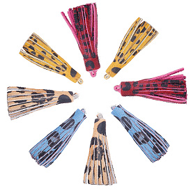 Pendentifs à pampilles en cuir de vachette écologique sunnyclue, motif imprimé léopard