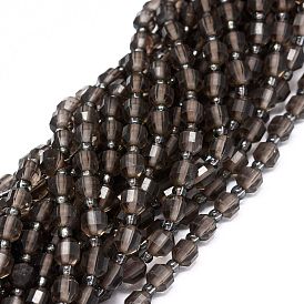 Perlas de cuarzo ahumado naturales hebras, con granos de la semilla, facetados, bicono, cuentas de prisma de punta de doble terminación
