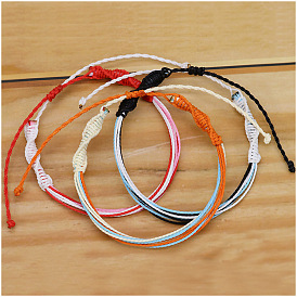 Colorful Handmade Braided Bracelet with Waterproof Taiwan Wax Thread - European and American Style