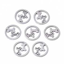 201 Stainless Steel Charms, Laser Cut, Ring with Dog Bone