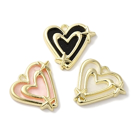 Rack Plating Alloy Pendants, with Acrylic, Cadmium Free & Nickel Free & Lead Free, Heart Charms