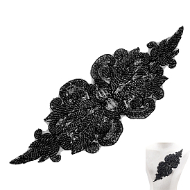 1Аппликации из стеклянных бусин с цветочным узором из ПК, аппликации из полиэстера и кружева, с блестками