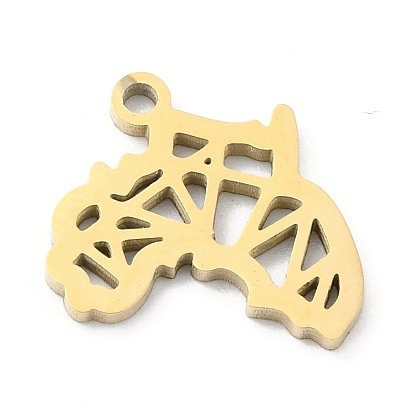 Ion Plating(IP) 304 Stainless Steel Pendants, Manual Polishing, Hollow, Map of Africa