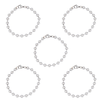 304 Stainless Steel Ball Chain Bracelets, with Lobster Claw Clasps, for Women