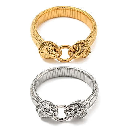304 браслет-цепочка в виде плоской змеи из нержавеющей стали, стрейч-браслет с застежками в виде льва