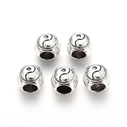 Европейские сплавочные бусины тибетского стиля , бусины с большим отверстием, без кадмия и без свинца, овальные