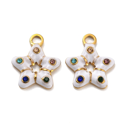 304 подвески из нержавеющей стали, со стеклом и эмалью, реальный 18 k позолоченный, звезда очарование