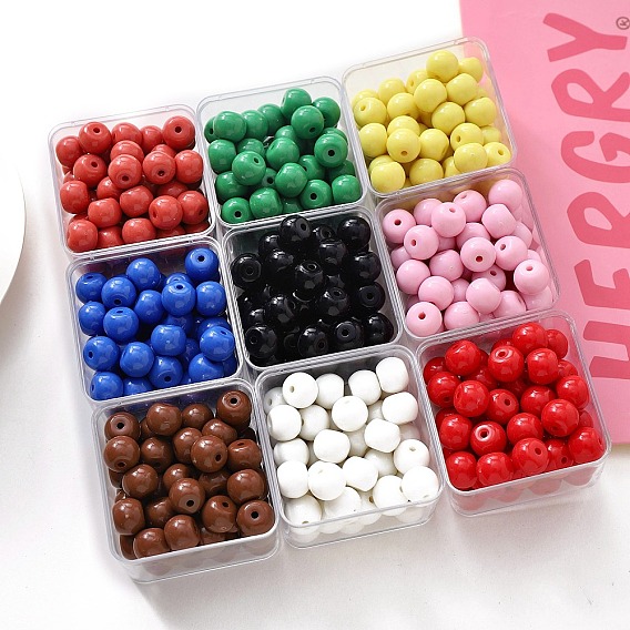 Непрозрачные акриловые бусины, круглые