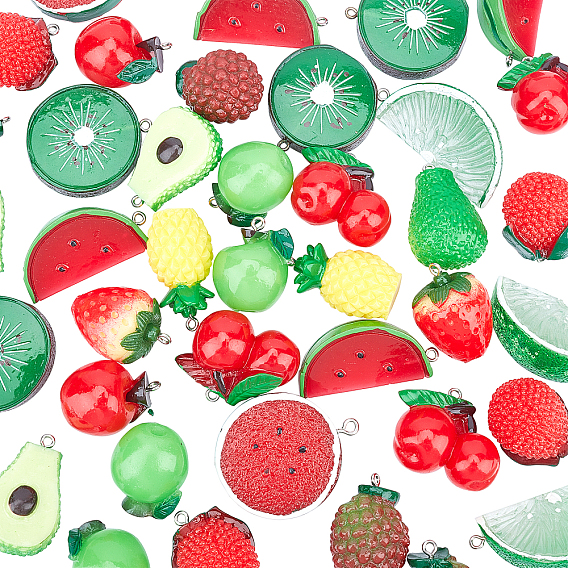 Наборы для изготовления сережек из смолы с фруктовой тематикой 24diy, в том числе 12 стили подвески, медные крючки и кольца для сережек