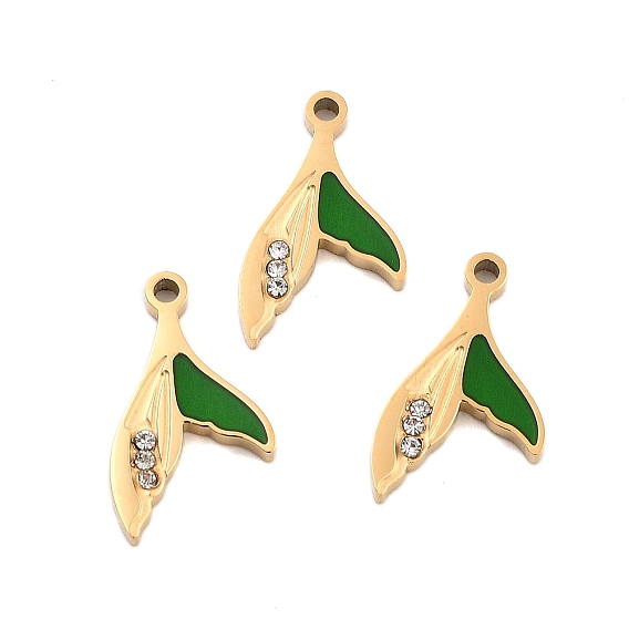 Ионное покрытие (IP) 304 подвеска из нержавеющей стали со стразами, со стразами, форма рыбьего хвоста