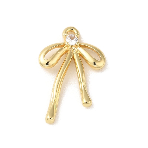 Стойки обшивки латунь кулон, микропейв прозрачный кубический цирконий, долгоиграющий, без свинца и без кадмия, бантом