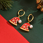 Серьги-кольца с латунной эмалью и снежинкой в рождественской шапке, с имитацией жемчуга, золотые