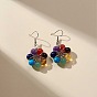 Natural & Synthetic Mixed Gemstone Beaded Flower Dangle Earrings & Pendant Necklace, 304 Stainless Steel Jewelry Set for Women