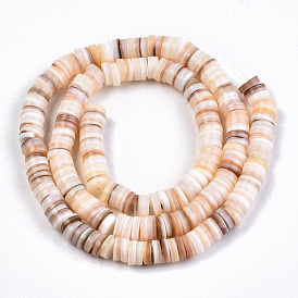 Eau douce naturelle de coquillage perles brins, disque / plat rond, perles heishi, tessons shell