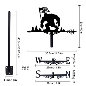 Indicateur de direction du vent en fer orang-outan, girouette pour outil de mesure du vent de jardin extérieur