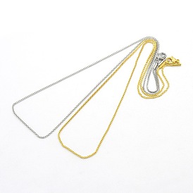 Women's 304 Stainless Steel Box Chain Necklaces, with Lobster Claw Clasps, 17.7 inch(450mm)
