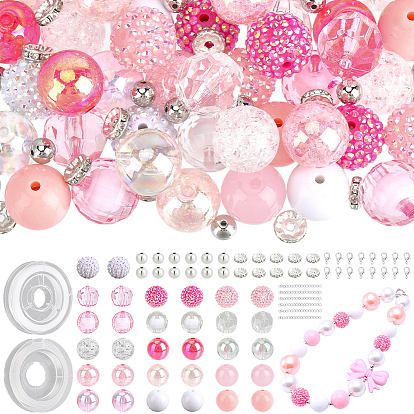 DIY Jewelry Making Kits, including Acrylic & Resin & Iron & CCB Plastic Beads, Alloy Lobster Claw Clasps, 304 Stainless Steel Chain Extenders, Elastic Thread and Stainless Steel Tail Wire